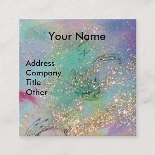 LADY BLUE MASK Beauty Makeup Artist Green Sparkles Square Business Card