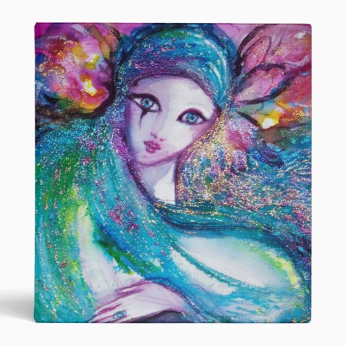 LADY BLUE MASK Venetian Masquerade Party 3 Ring Binder