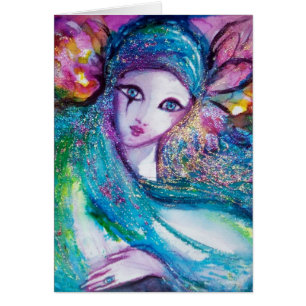 LADY BLUE MASK Venetian Masquerade Party Cards