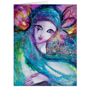 LADY BLUE MASK Venetian Masquerade Party Cards