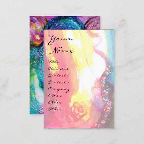 LADY BLUE MASK Venetian Masquerade Pink Gold Rose Business Card