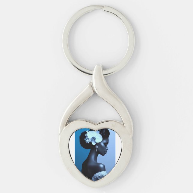 Lady Blue Metal Keychain (Front)