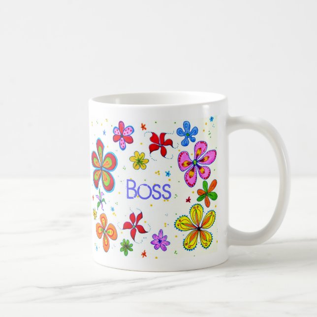 Lady Boss, Big Flowers Coffee Mug (Right)