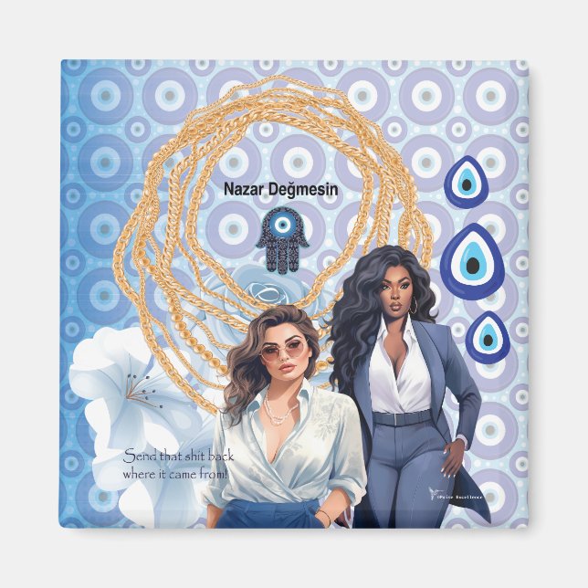 Lady Boss evil eye, good luck charm Magnet (Front)