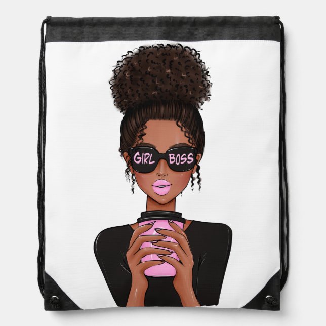 Lady Boss Life, Boss Babe Woman, Girl Boss Drawstring Bag (Front)