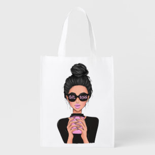 Lady Boss Life, Boss Babe Woman, Girl Boss Grocery Bag