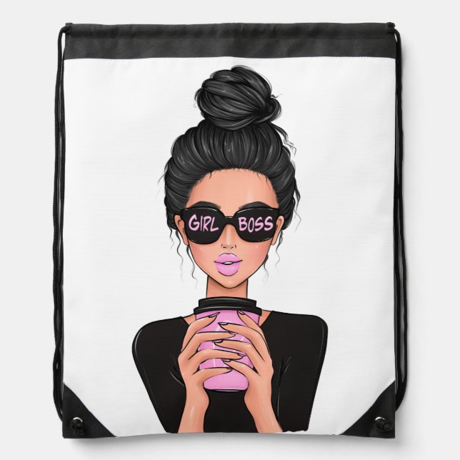 Lady Boss Life, Boss Babe Woman, Girl Boss Grocery Drawstring Bag (Front)