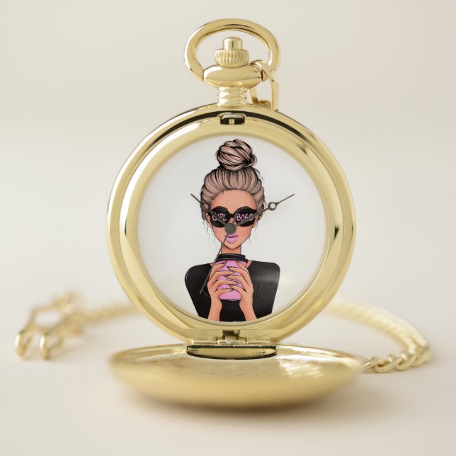 Lady Boss Life, Boss Babe Woman, Girl Boss Sterlin Pocket Watch (Inside)
