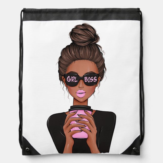Lady Boss Life, Boss Babe Woman, Girl Boss T-Shirt Drawstring Bag (Front)