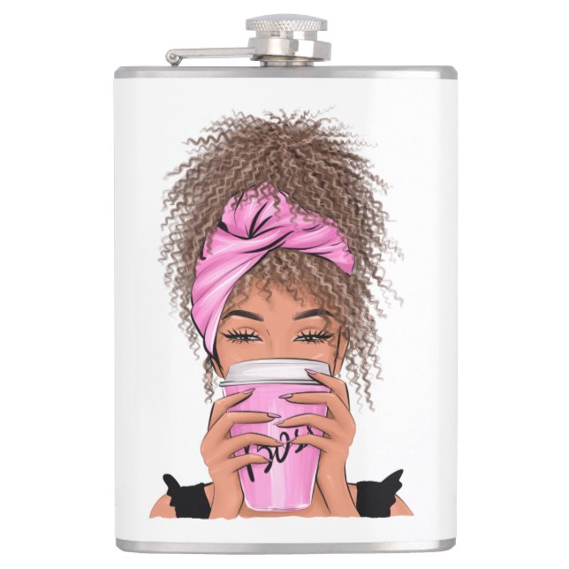 Lady Boss Life, Boss Babe Woman T-Shirt Grocery Ba Flask (Front)