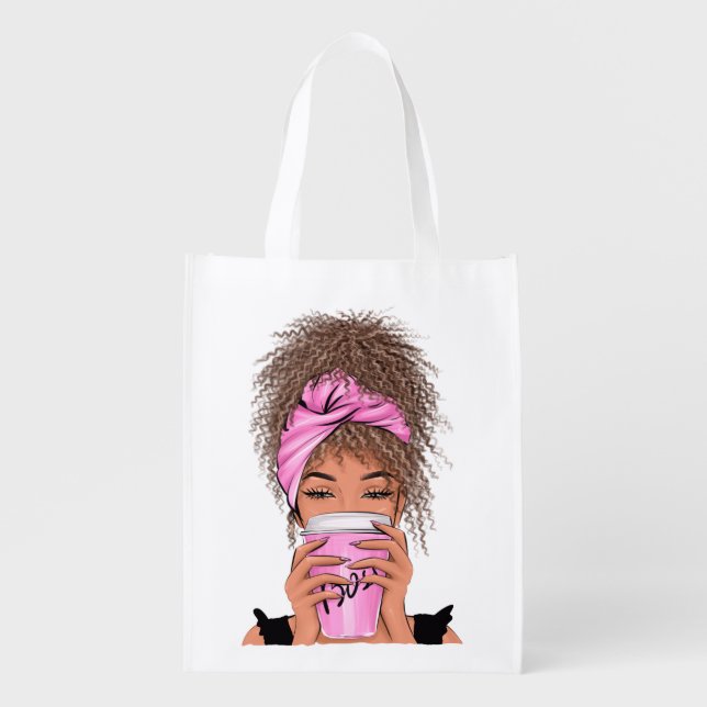 Lady Boss Life, Boss Babe Woman T-Shirt Grocery Bag (Front)