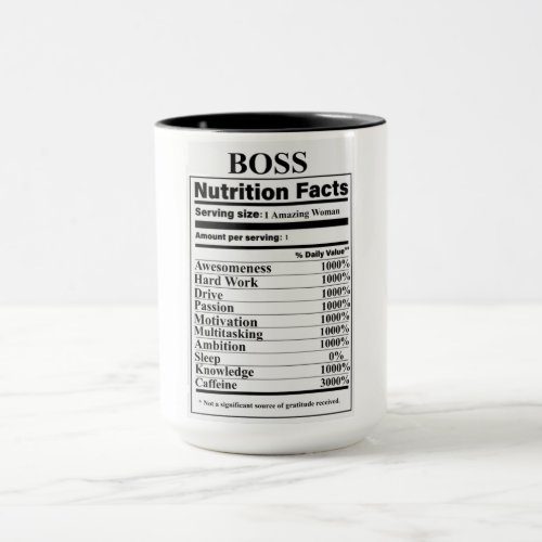 Lady Boss Nutrition Facts Mug