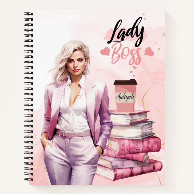 Lady Boss Pink business woman  Notebook (Front)