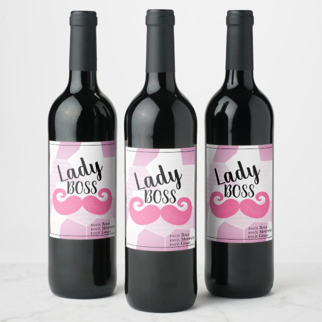 Lady Boss / Pink Mustache Wine Label (Bottles)