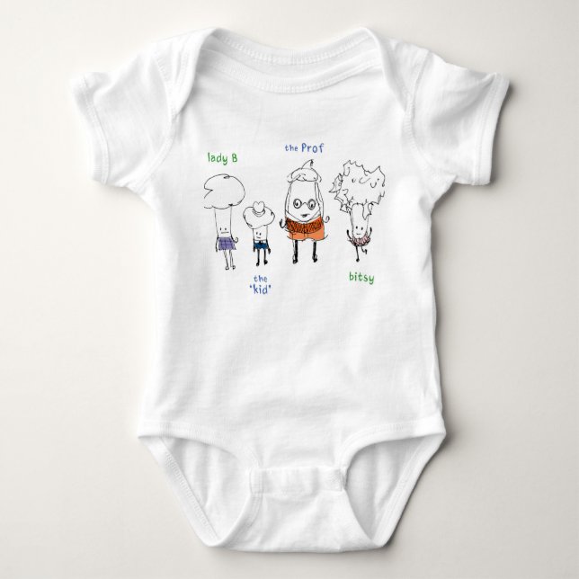 Lady Broccoli and the Gang Baby Bodysuit (Front)
