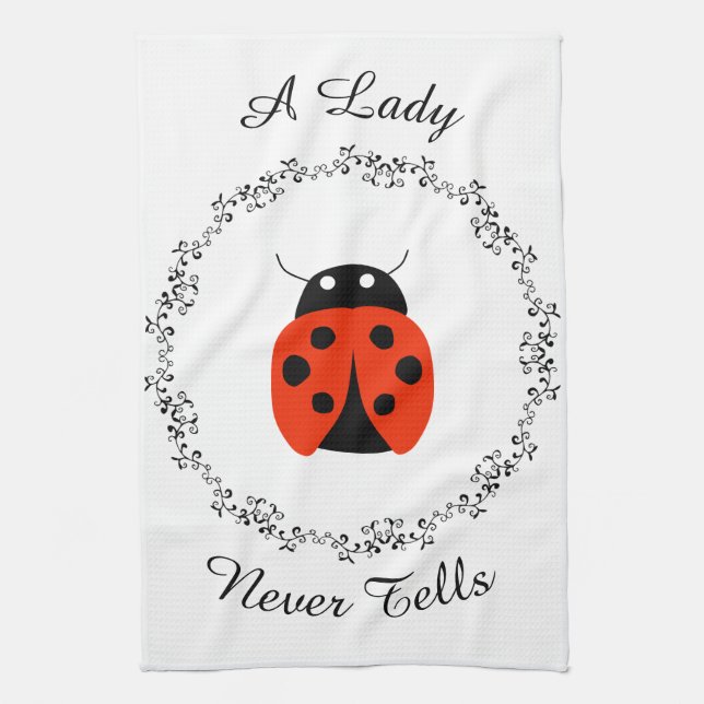 Lady Bug - A Lady Never Tells Personalized Towel (Vertical)