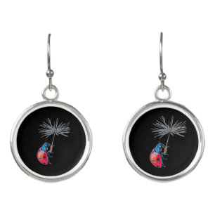 Lady bug and dandelion seed earings earrings
