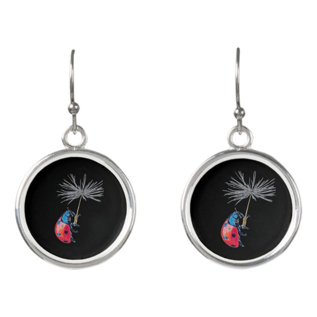 Lady bug and dandelion seed earings earrings (Front)