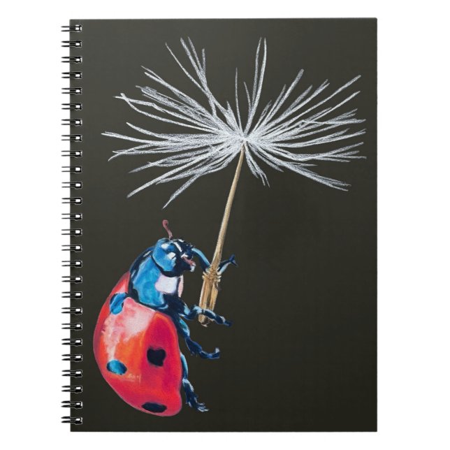 Lady Bug and Dandelion Seed spiral bound notebook (Front)