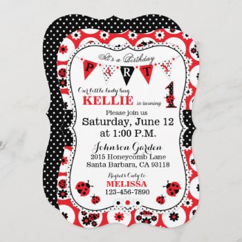 Lady Bug And Polka Dots Birthday Invite by NouDesigns at Zazzle