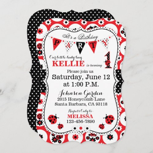 Lady Bug and Polka Dots Birthday Invite