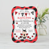Lady Bug Baby and Flowers Polka-dot Baby Shower Invitation (Standing Front)