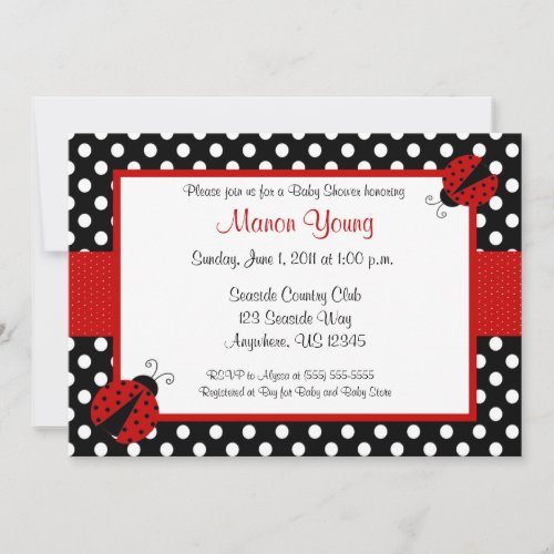 Lady Bug Baby or Bridal Shower Invitation