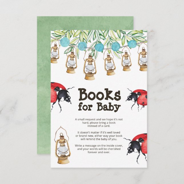 Lady Bug Baby Shower Book Request Enclosure Card (Front/Back)