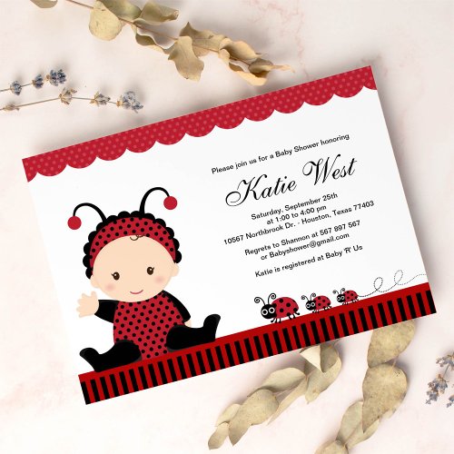 Lady Bug Baby Shower Invitation