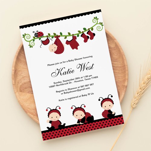 Lady Bug Baby Shower Invitation