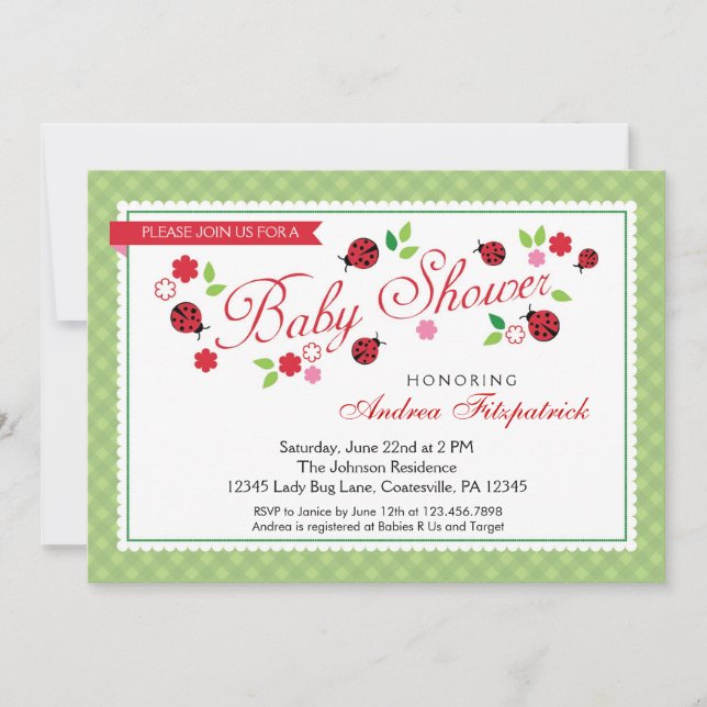 Lady Bug Baby Shower Invitation (Front)