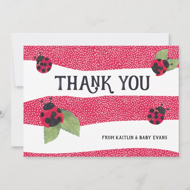 Lady Bug Baby Shower Thank You Card (Front)