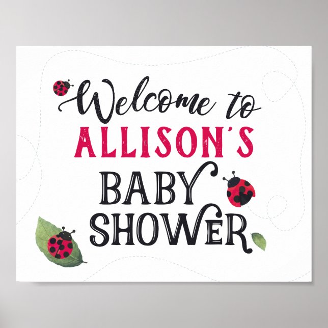 Lady Bug Baby Shower Welcome Sign (Front)