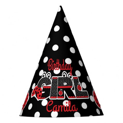 Lady bug birthday Girl Party Hat