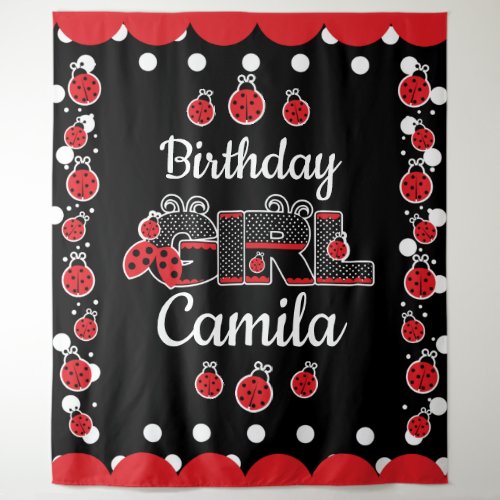 lady bug birthday Girl Tapestry