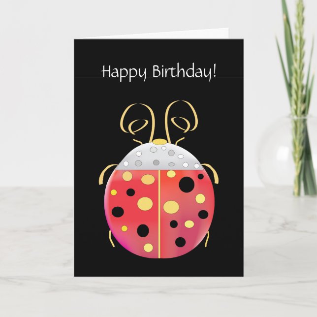 Lady Bug Birthday Greeting Card (Front)
