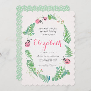 Lady Bug Birthday Invitation