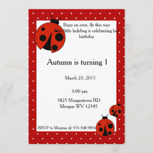 Lady Bug Birthday Invitation