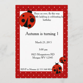 Lady Bug Birthday Invitation