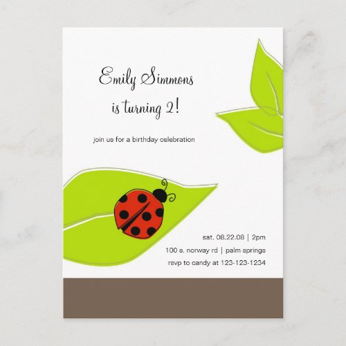 Lady Bug birthday invitation