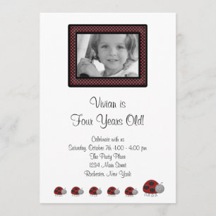 Lady Bug Birthday Party Invitations