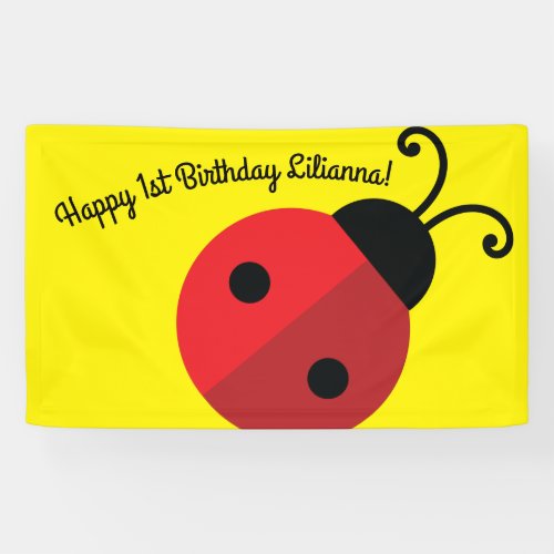 Lady Bug Cute 1st Birthday Party Banner