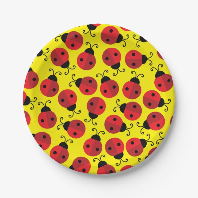 Lady Bug Cute 1st Birthday Party Paper Plates (Front)