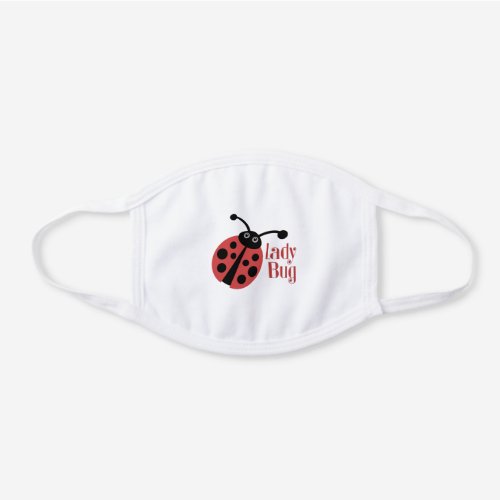 Lady Bug Cute Insect Graphic White Cotton Face Mask