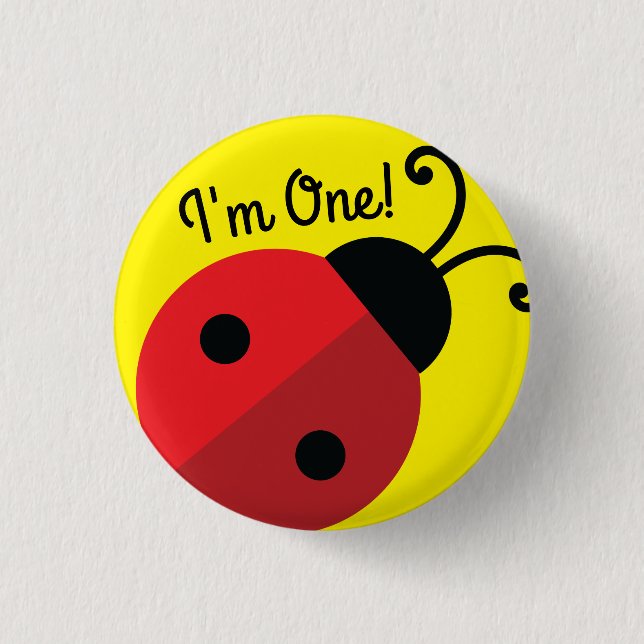 Lady Bug Cute Kid's 1st Birthday Party Button (Front)
