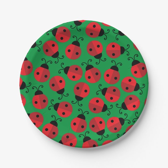 Lady Bug Cute Kid's 1st Birthday Party Paper Plates (Front)