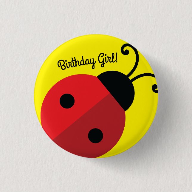 Lady Bug Cute Kids Birthday Party Button (Front)