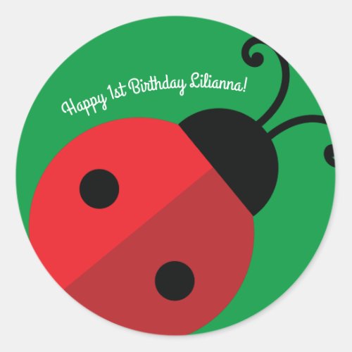 Lady Bug Cute Kids Ladybug Birthday Party Classic Round Sticker