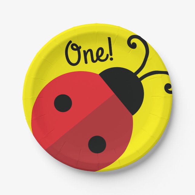 Lady Bug Cute Kid's Ladybug Birthday Party Paper Plates (Front)