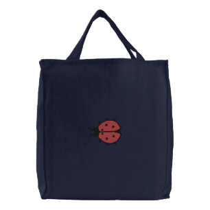 Lady Bug Embroidered Tote Bag